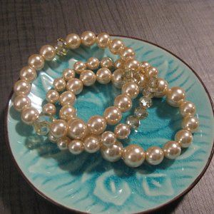 Champagne Color Bracelets with Dangle Earring Set